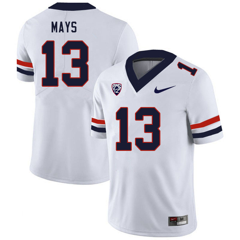 Men #13 Isaiah Mays Arizona Wildcats College Football Jerseys Sale-White - Click Image to Close